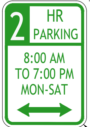 2 Hour Parking Sign
