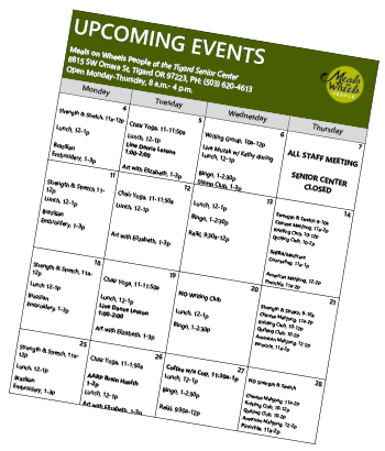 Tigard Senior Center Calendar General